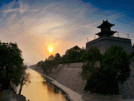 西安城墙日落延时GIF图片素材免费下载