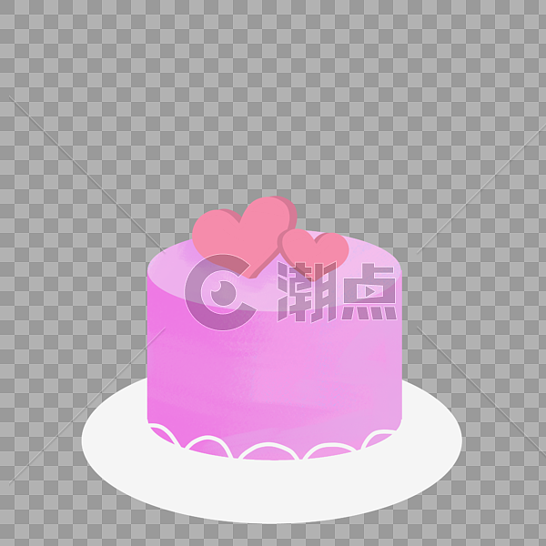 爱心生日蛋糕甜品渐变手绘装饰图案图片素材免费下载