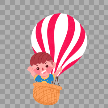 乘坐热气球的男孩图片素材免费下载