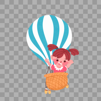 乘坐热气球的女孩图片素材免费下载