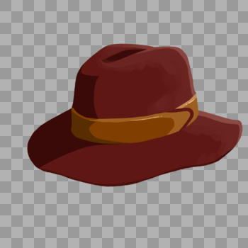 手绘褐色帽子图片素材免费下载
