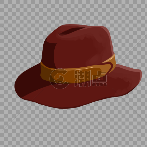 手绘褐色帽子图片素材免费下载
