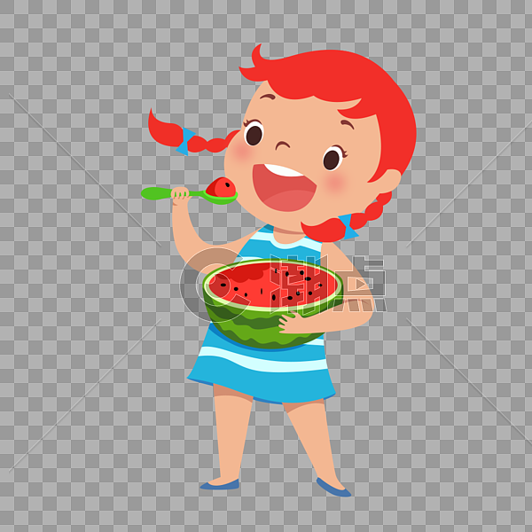 吃瓜的小女孩图片素材免费下载