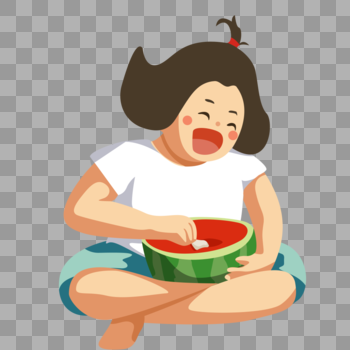 吃西瓜的小孩图片素材免费下载