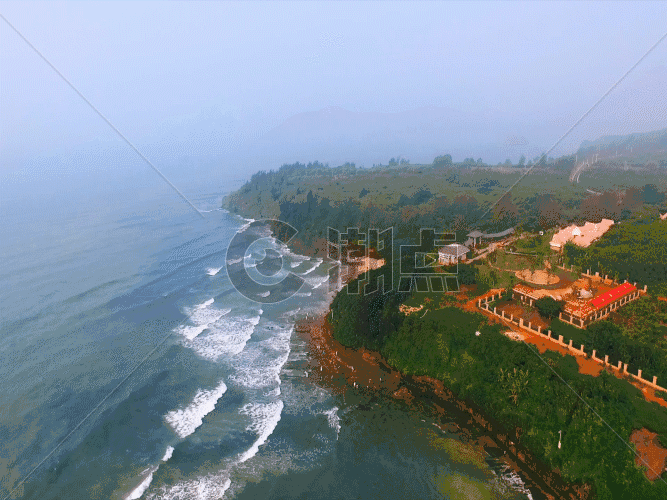 海岛海岸森林潮汐航拍GIF图片素材免费下载