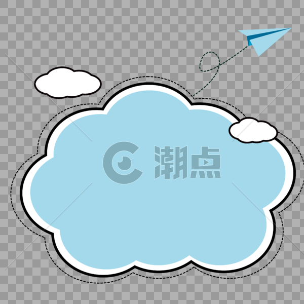 飞机云朵浅蓝的边框对话框图片素材免费下载