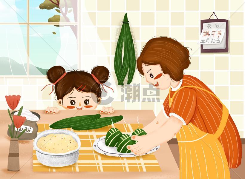 传统节日之端午节包粽子插画图片素材免费下载