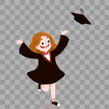 毕业季女孩跳起来扔博士帽子穿博士服图片素材免费下载