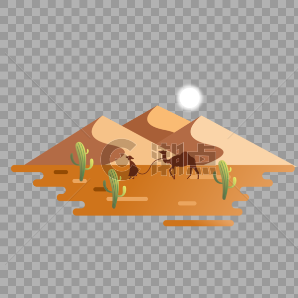 沙漠旅人扁平插画图片素材免费下载