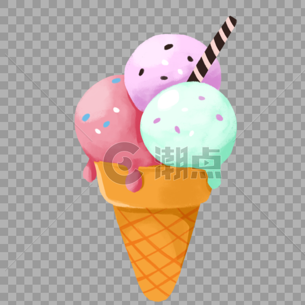 可爱彩色冰激凌球美食图片素材免费下载
