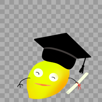 戴毕业帽的柠檬图片素材免费下载