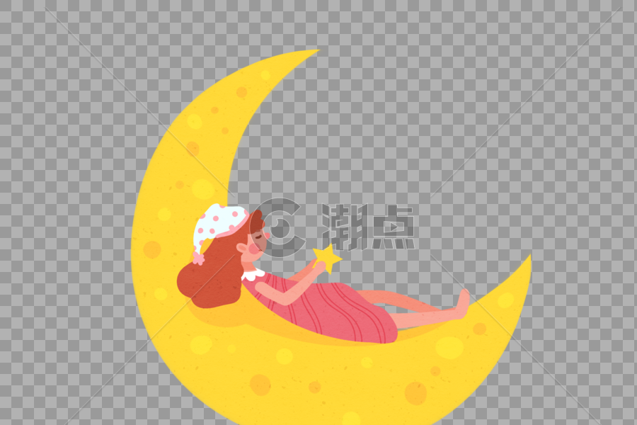 躺在月亮上睡觉的女孩图片素材免费下载