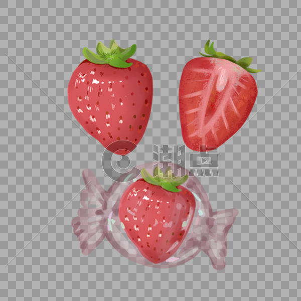 手绘草莓元素图片素材免费下载