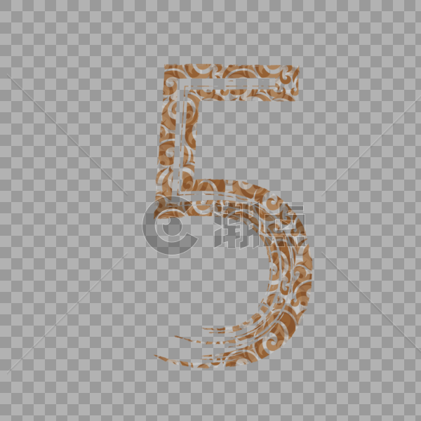 中国风纹路数字5图片素材免费下载