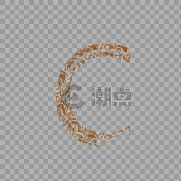 中国风纹路字母C图片素材免费下载