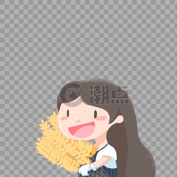 抱着小麦的女孩图片素材免费下载