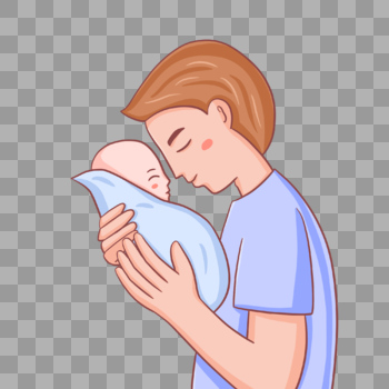 手绘爸爸抱着婴儿人物形象图片素材免费下载