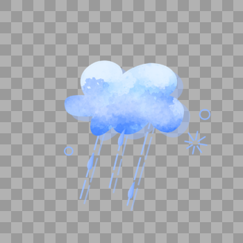 夏天云朵蓝色渐变雨滴天气手绘装饰图案图片素材免费下载