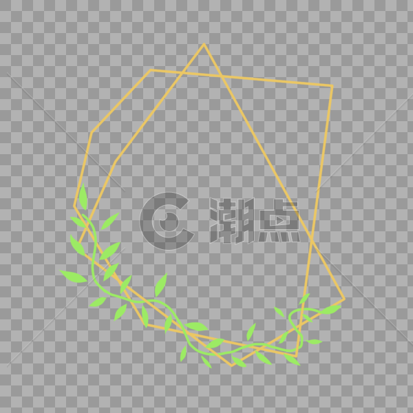夏天金色黄色绿叶简约手绘清新边框图片素材免费下载