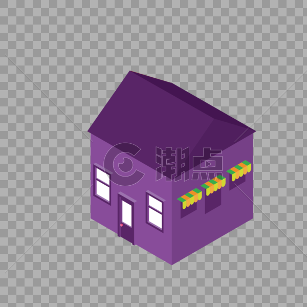 AI矢量图卡通立体2.5D紫色房子建筑物图片素材免费下载