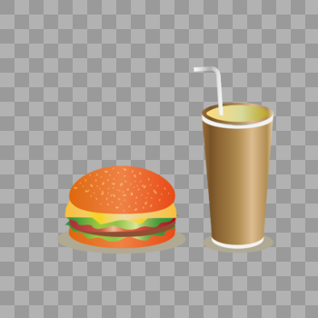 AI矢量图食物快餐西餐汉堡加可乐图片素材免费下载