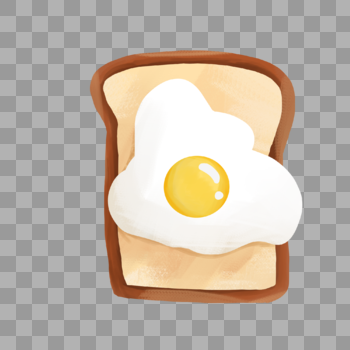 夏天早餐荷包蛋面包鸡蛋手绘装饰图案图片素材免费下载