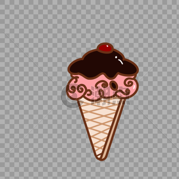 夏日清凉巧克力冰淇凌卡通手绘装饰图片素材免费下载