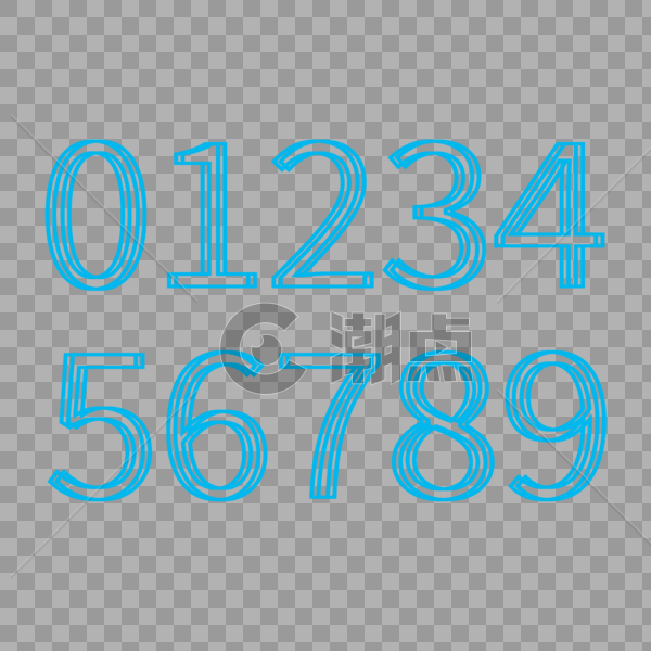 蓝色数字合集图片素材免费下载