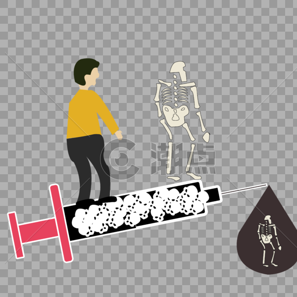 AI卡通人物吸毒死亡矢量图图片素材免费下载