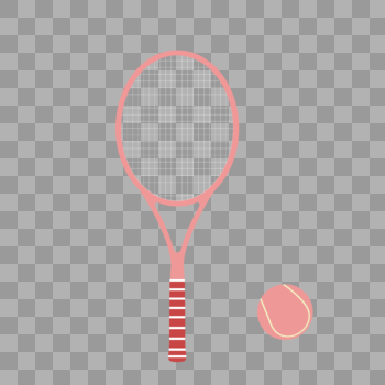 AI矢量图卡通粉红网球拍和网球图片素材免费下载