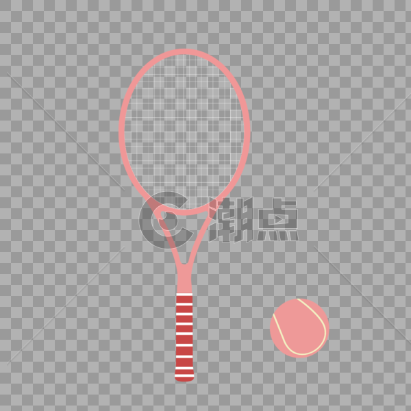 AI矢量图卡通粉红网球拍和网球图片素材免费下载