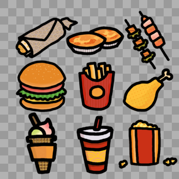薯条汉堡快餐垃圾食品零食图片素材免费下载