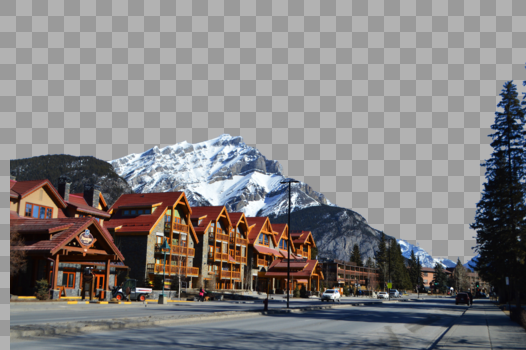 加拿大班夫小镇雪山乡村风景图片素材免费下载