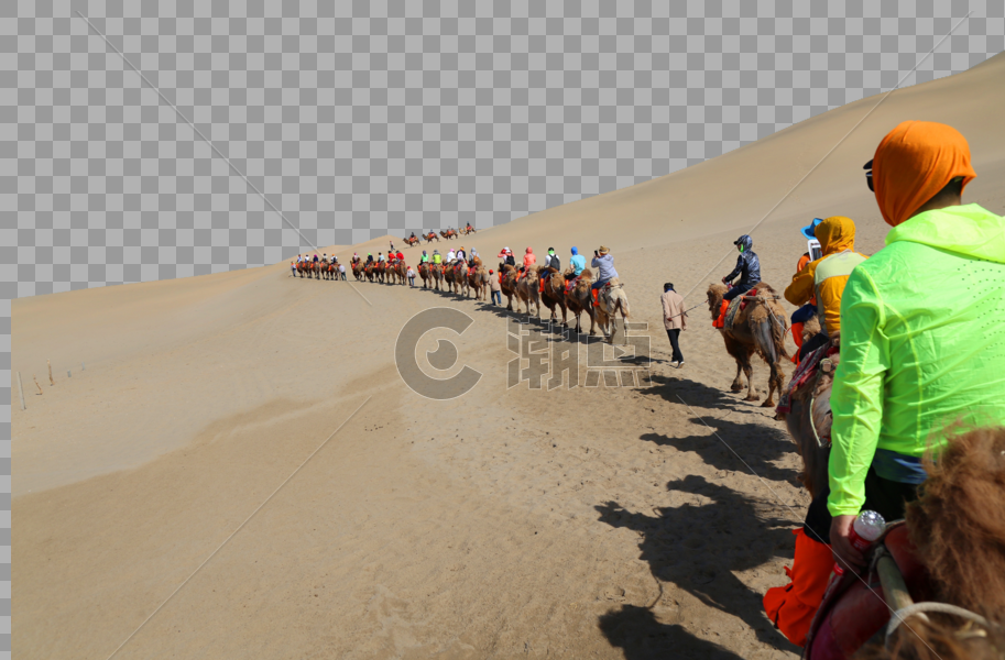 敦煌鸣沙山驼队行驶沙漠中图片素材免费下载
