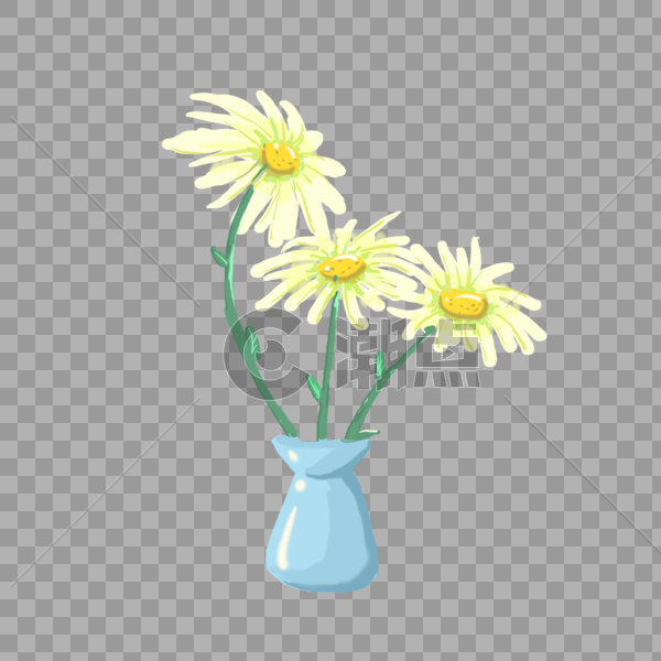 手绘花卉花瓶元素图片素材免费下载