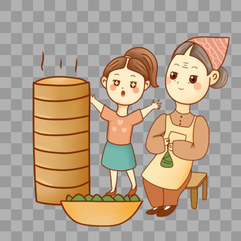 外婆包粽子图片素材免费下载