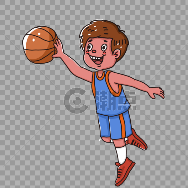 doodle风格打篮球的男孩图片素材免费下载