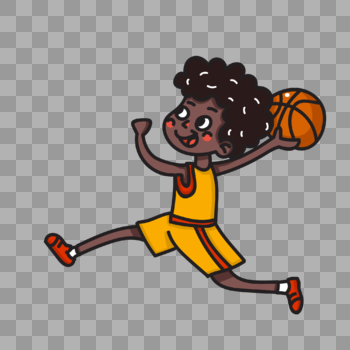 doodle风格打篮球的男孩图片素材免费下载