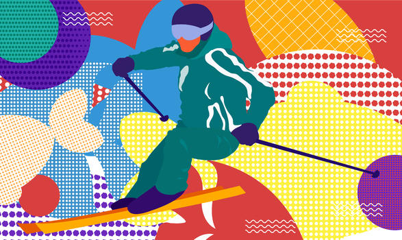 多彩抽象运动滑雪图片素材免费下载