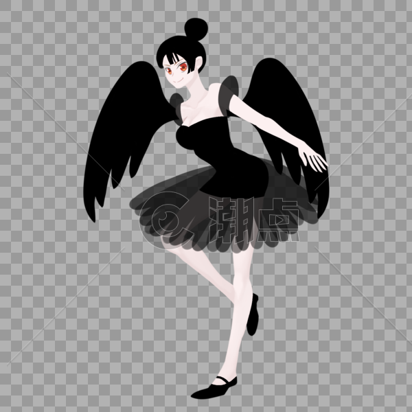 黑色丸子头黑色芭蕾舞裙黑翅膀黑天鹅舞者图片素材免费下载