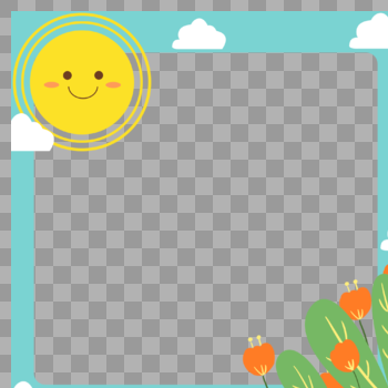 手绘夏天太阳植物边框装饰花边图片素材免费下载