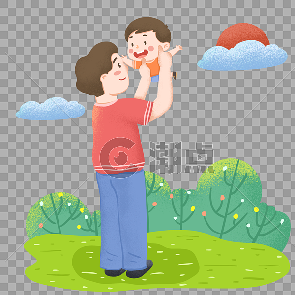 卡通手绘父亲节举高高设计元素2000*2000图片素材免费下载-编号526815-潮点视频