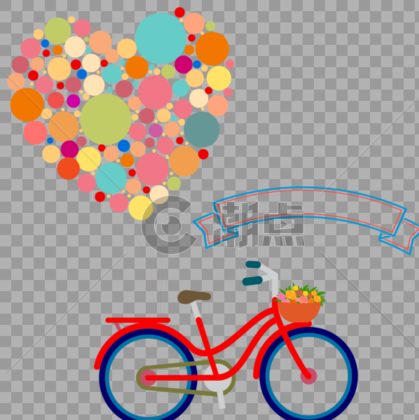 爱心气球单车图片素材免费下载