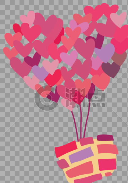 情人节爱心热气球图片素材免费下载