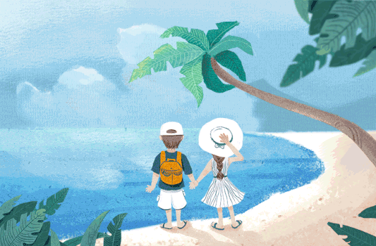 海边旅行插画gif图片素材免费下载