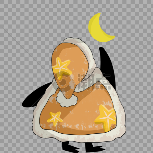 揽月的穿睡袍的黄色小企鹅背影图片素材免费下载