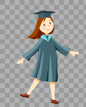 毕业季女生学士帽张开双手插画元素手绘图片素材免费下载
