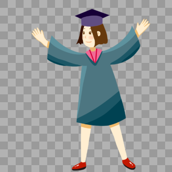 毕业季女生高举双手开心插画元素手绘图片素材免费下载