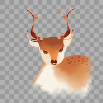 水彩动物鹿正面插画元素手绘图片素材免费下载