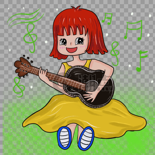 音乐节弹吉他的小女孩图片素材免费下载